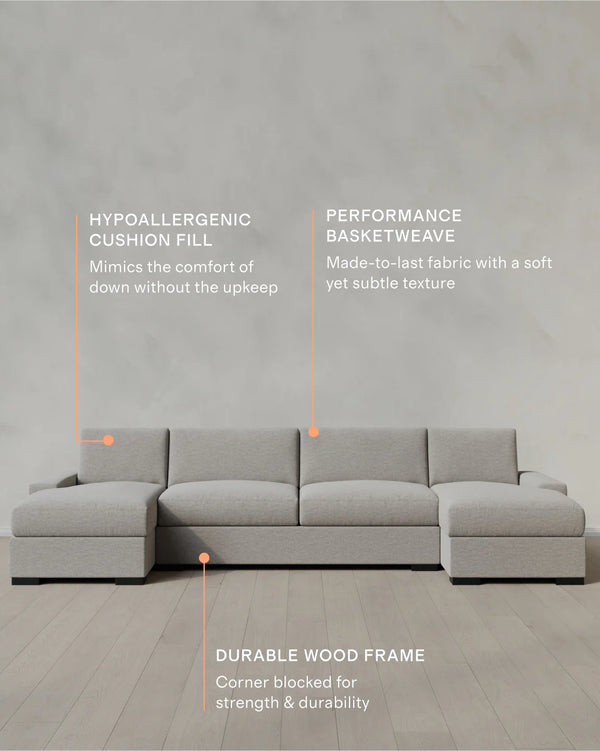 Stillman U Sectional in Performance Basketweave - One Size / Flax