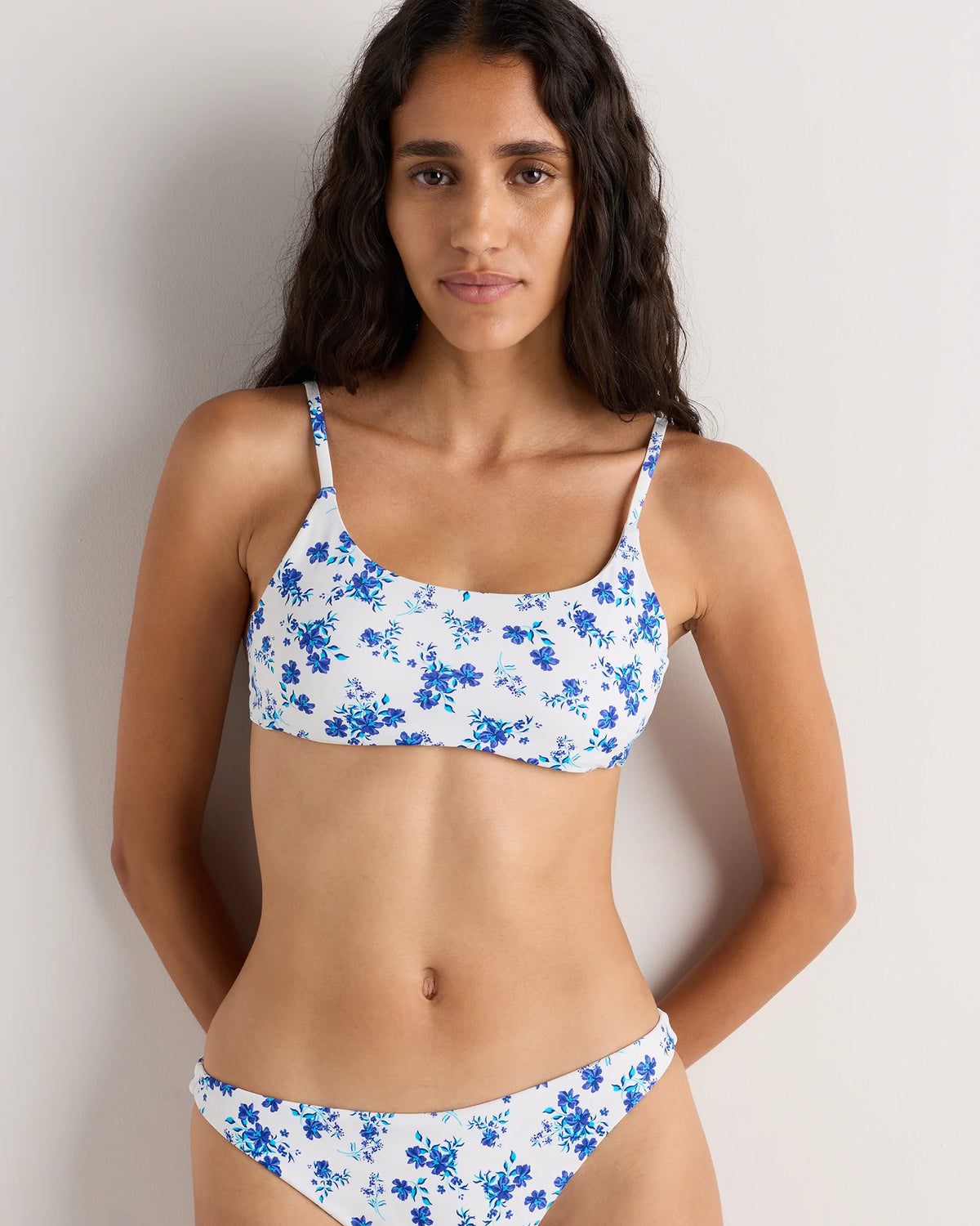 Italian Scoop Neck Bikini Top - XS / Electric Blue Floral Main image