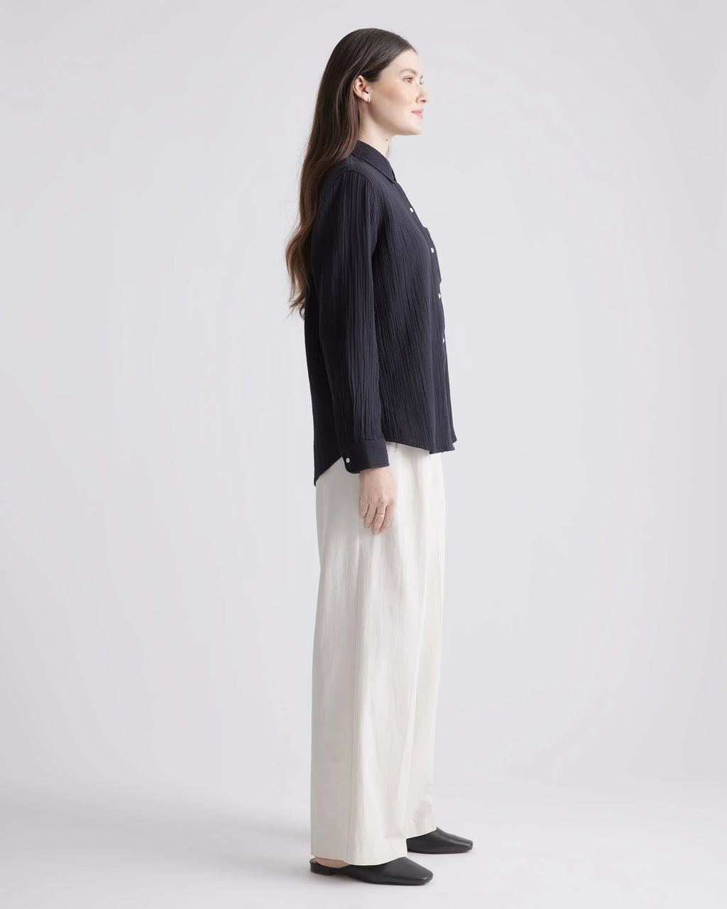 100% Organic Cotton Gauze Long Sleeve Shirt - XS / Khaki Gingham