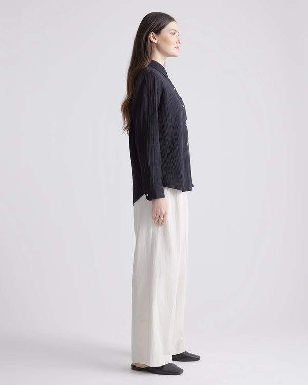 100% Organic Cotton Gauze Long Sleeve Shirt - XS / Khaki Gingham