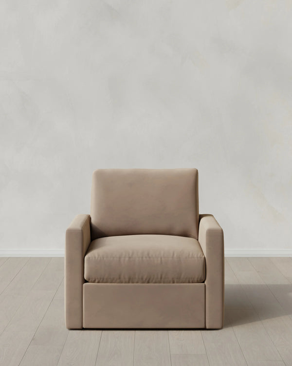 Brennan Swivel Chair in Performance Velvet - 32" / Rust