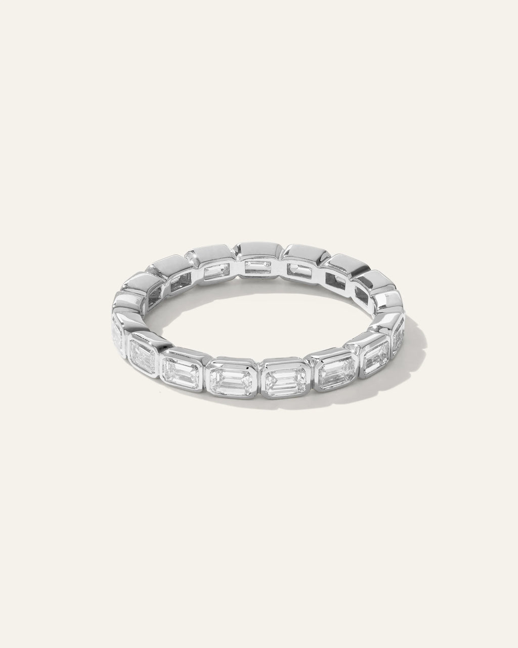 Women's Lab Grown Diamond Emerald East-West Bezel Eternity Band Rings in Yellow Gold - 4 / Yellow Gold