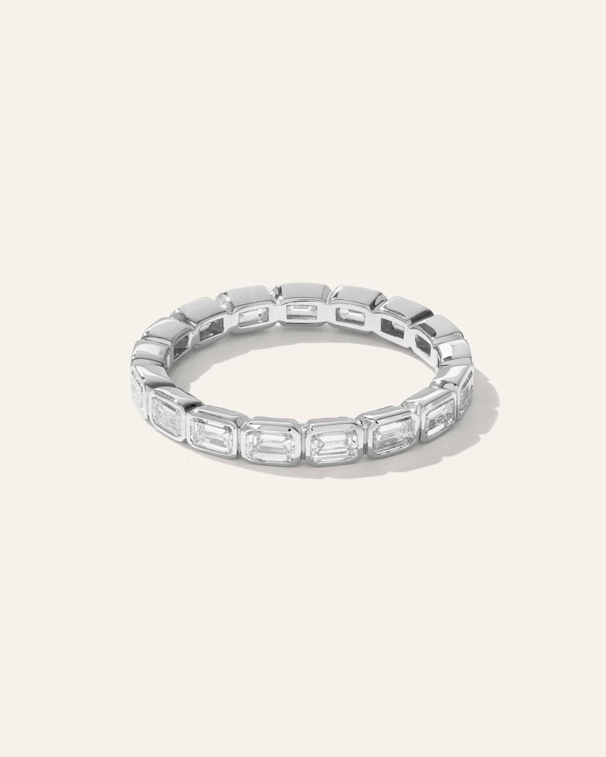 Women's Lab Grown Diamond Emerald East-West Bezel Eternity Band Rings in Yellow Gold - 4 / Yellow Gold