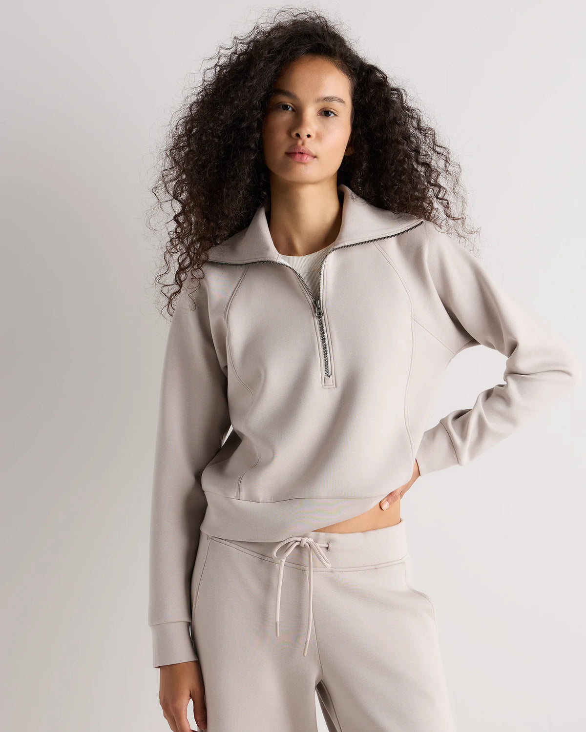 CloudComfort Half Zip Sweatshirt - XS / Pebble Beige Main image