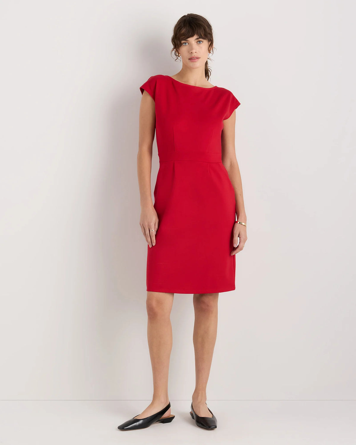 Ultra-Stretch Ponte Cap Sleeve Dress - XS / Ruby Red Main image
