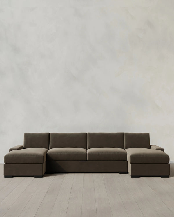 Stillman U Sectional in Performance Velvet - One Size / Java