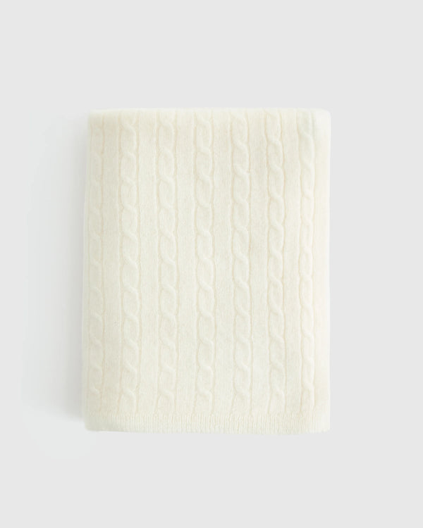 Mongolian Cashmere Cable Knit Baby Blanket - One Size / Teak