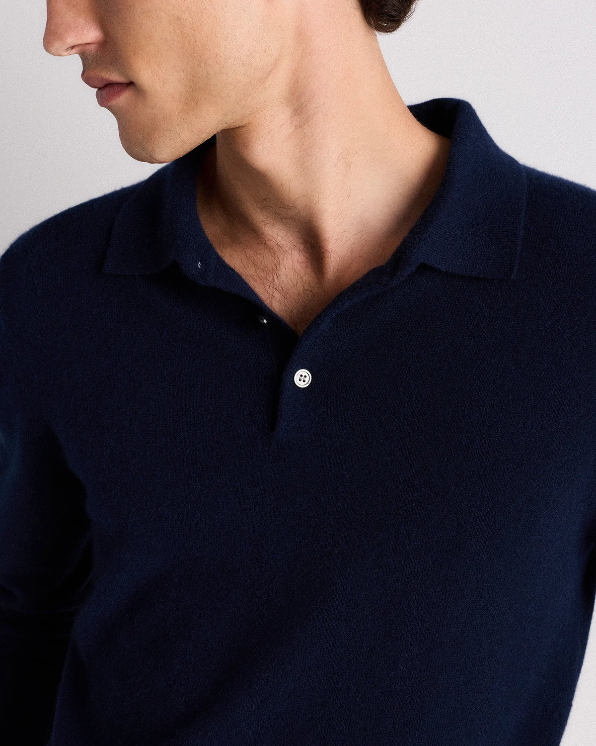 Mongolian Cashmere Polo Sweater - S / True Navy