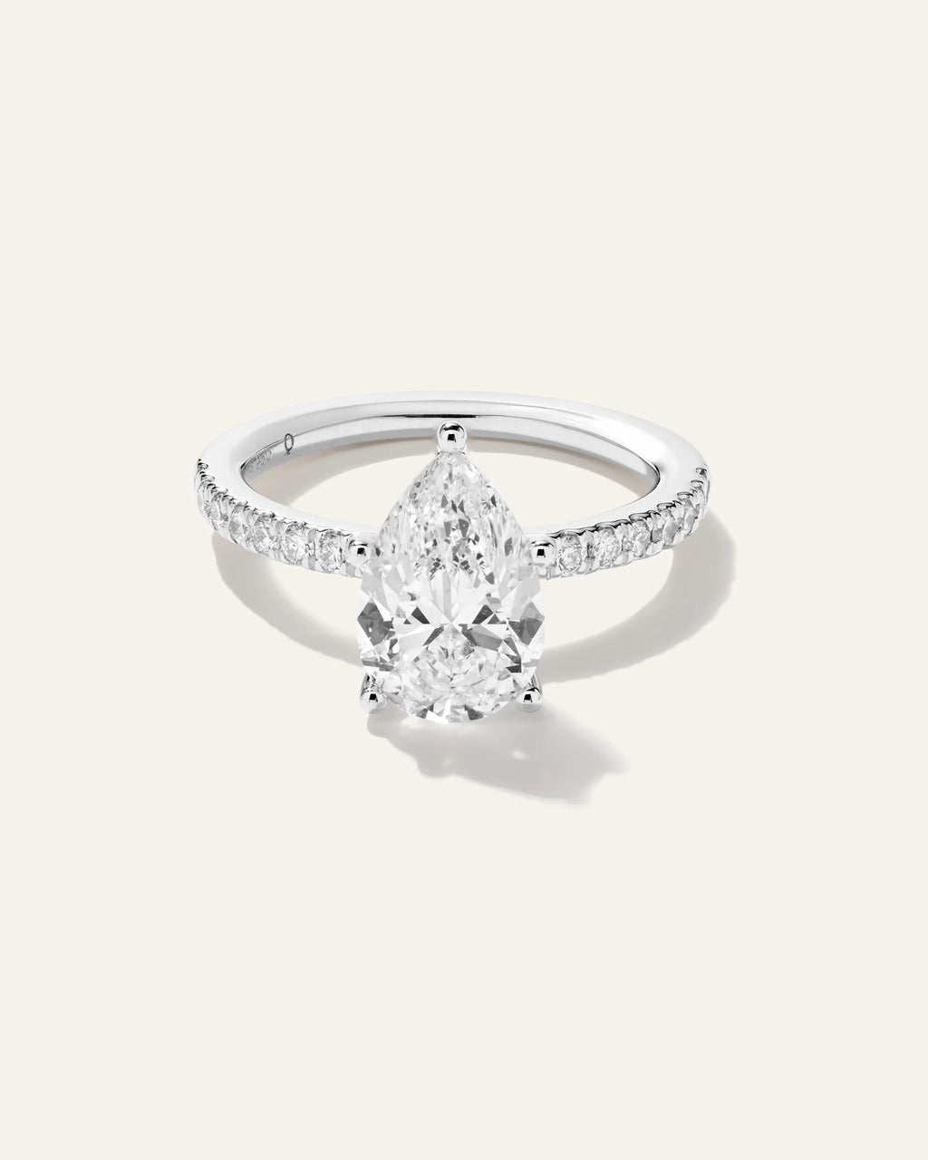 Lab Grown Diamond Pear Petite Pave Engagement Ring - 2.5ct - 4 / Yellow Gold