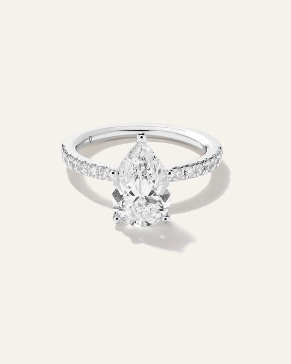 Lab Grown Diamond Pear Petite Pave Engagement Ring - 2.5ct - 4 / Yellow Gold