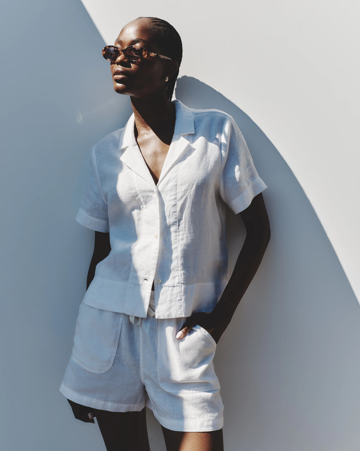100% European Linen Shorts - XS / Taupe Brown Gingham