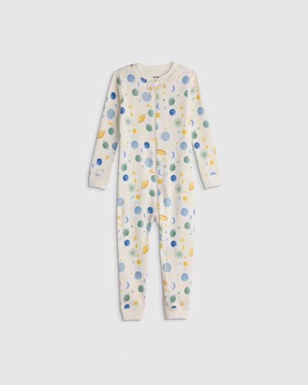 100% Organic Cotton One Piece Pajama - 2T / Navy Stripe