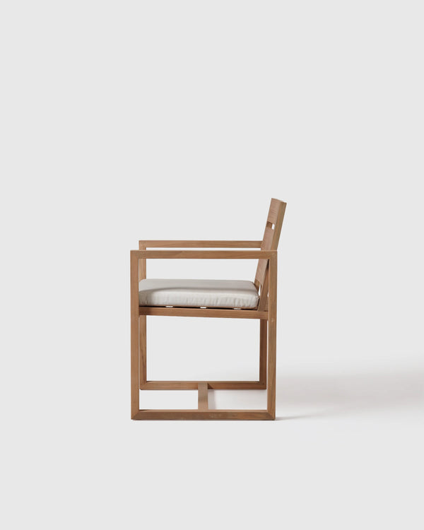 Linear Solid Teak Outdoor Dining Armchair - One Size / Natural Teak
