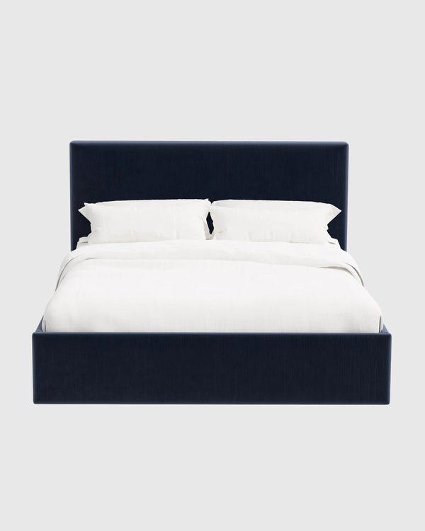 Square Bed in Performance Velvet - Full / Chocolate