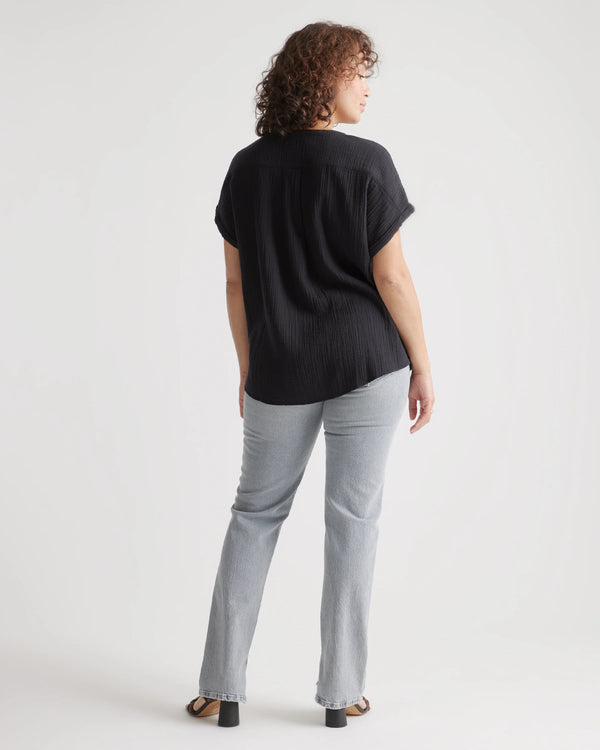 100% Organic Cotton Gauze Roll Sleeve Shirt - XS / Spiced Orange