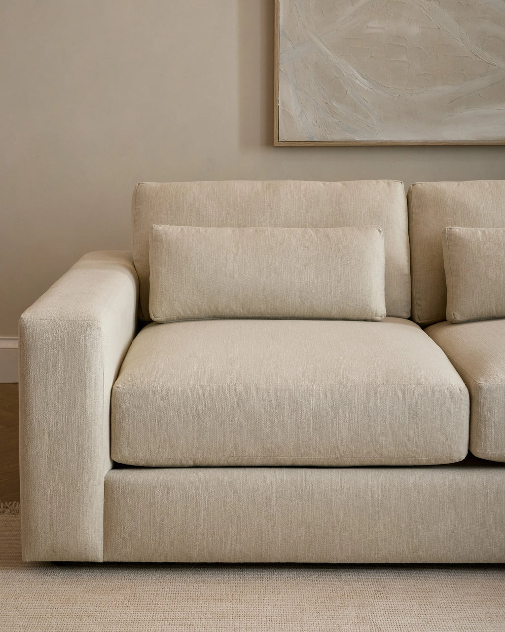 Ashford Deep Seat L Sectional in Performance Velvet - 119x119 / Taupe