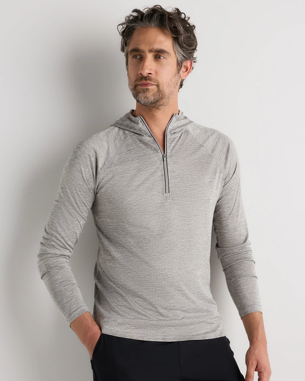 Mesh Performance Training Quarter Zip Hoodie - S / Heather Grey Main image
