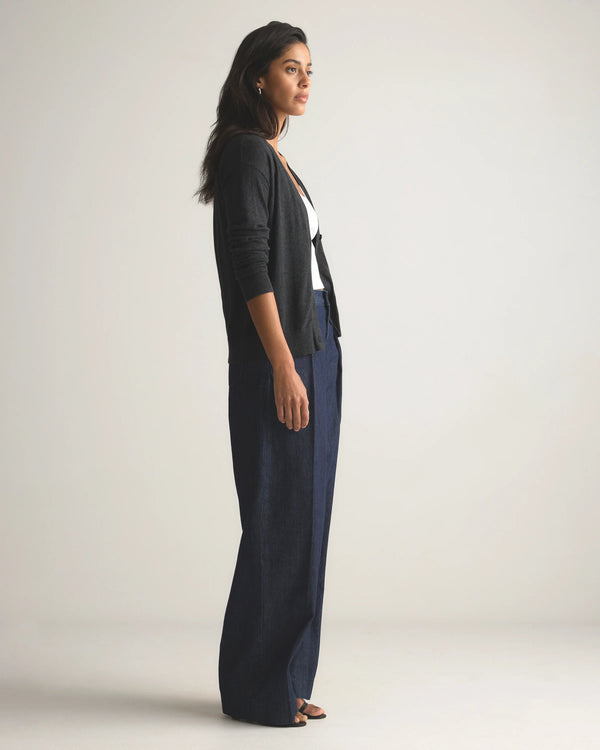 Lightweight Cotton Cashmere Cardigan - XS / Heather Oatmeal
