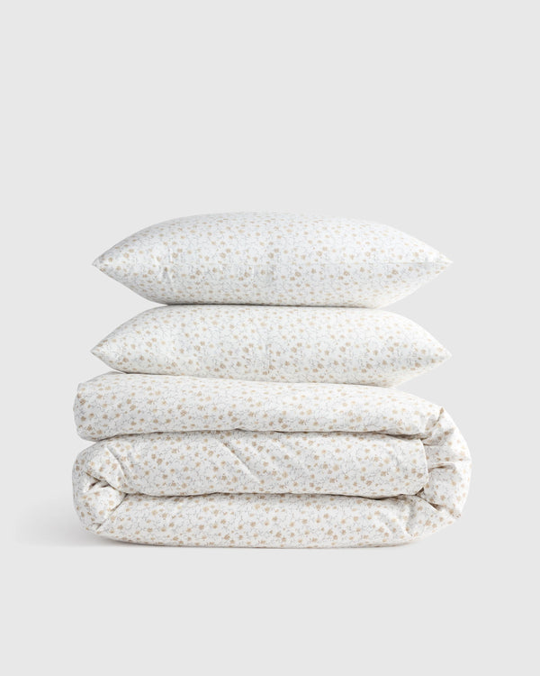 Organic Crisp Percale Duvet Cover Set - Twin / Espresso