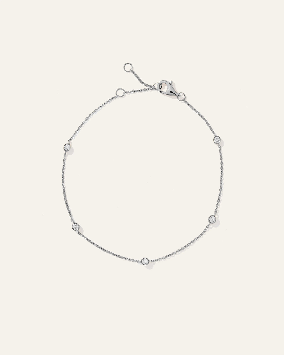 14K Gold Diamond Bezel Station Bracelet - One Size / White Gold Main image