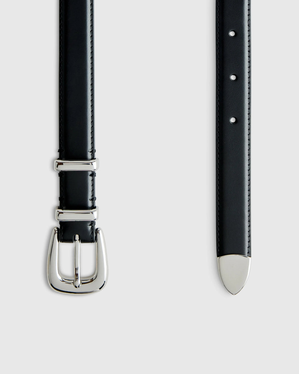Lola European Leather Western Skinny Belt - XS / Black/Gold