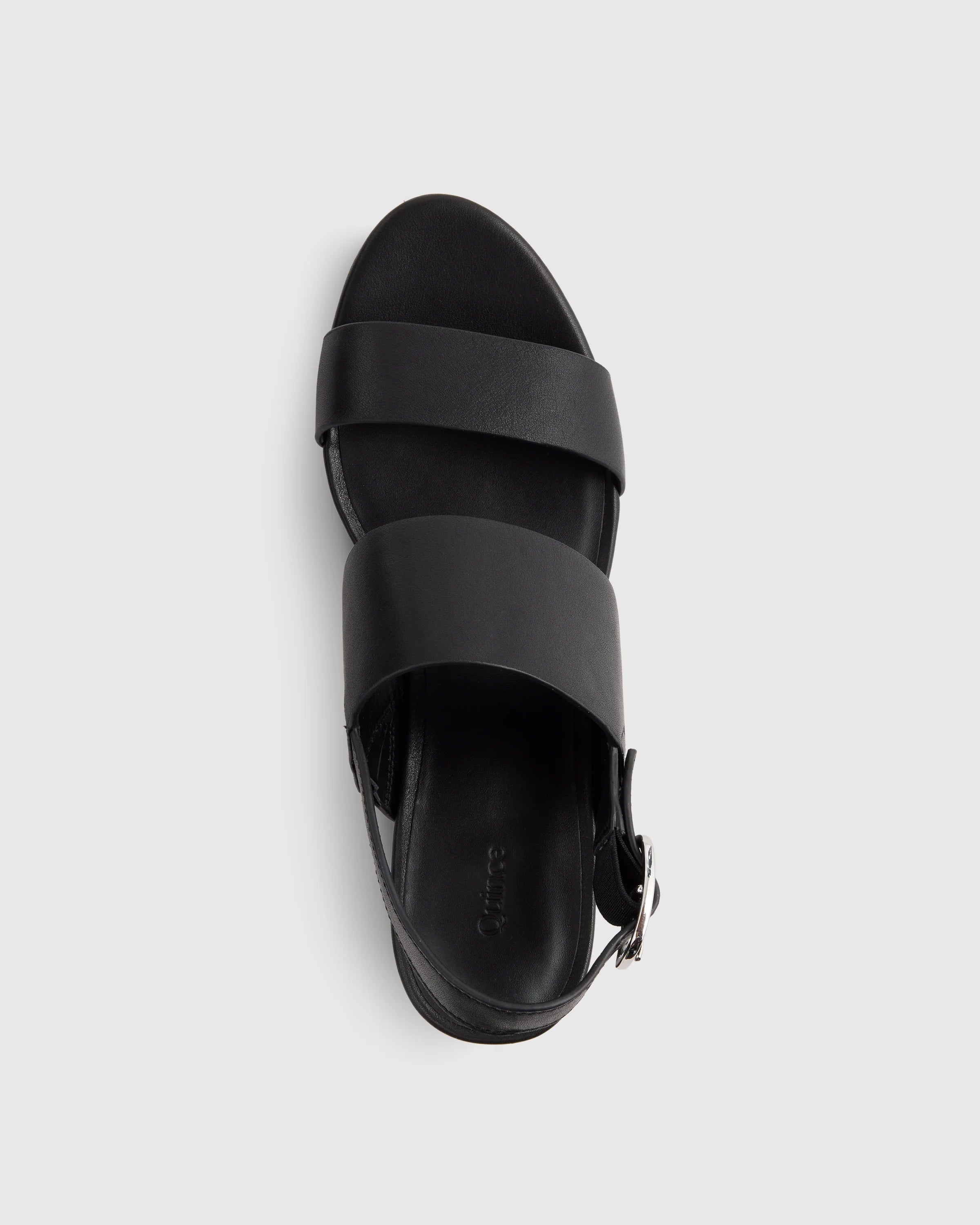 Italian Leather Double Band Block Heel Sandal - 5 / Black Secondary image
