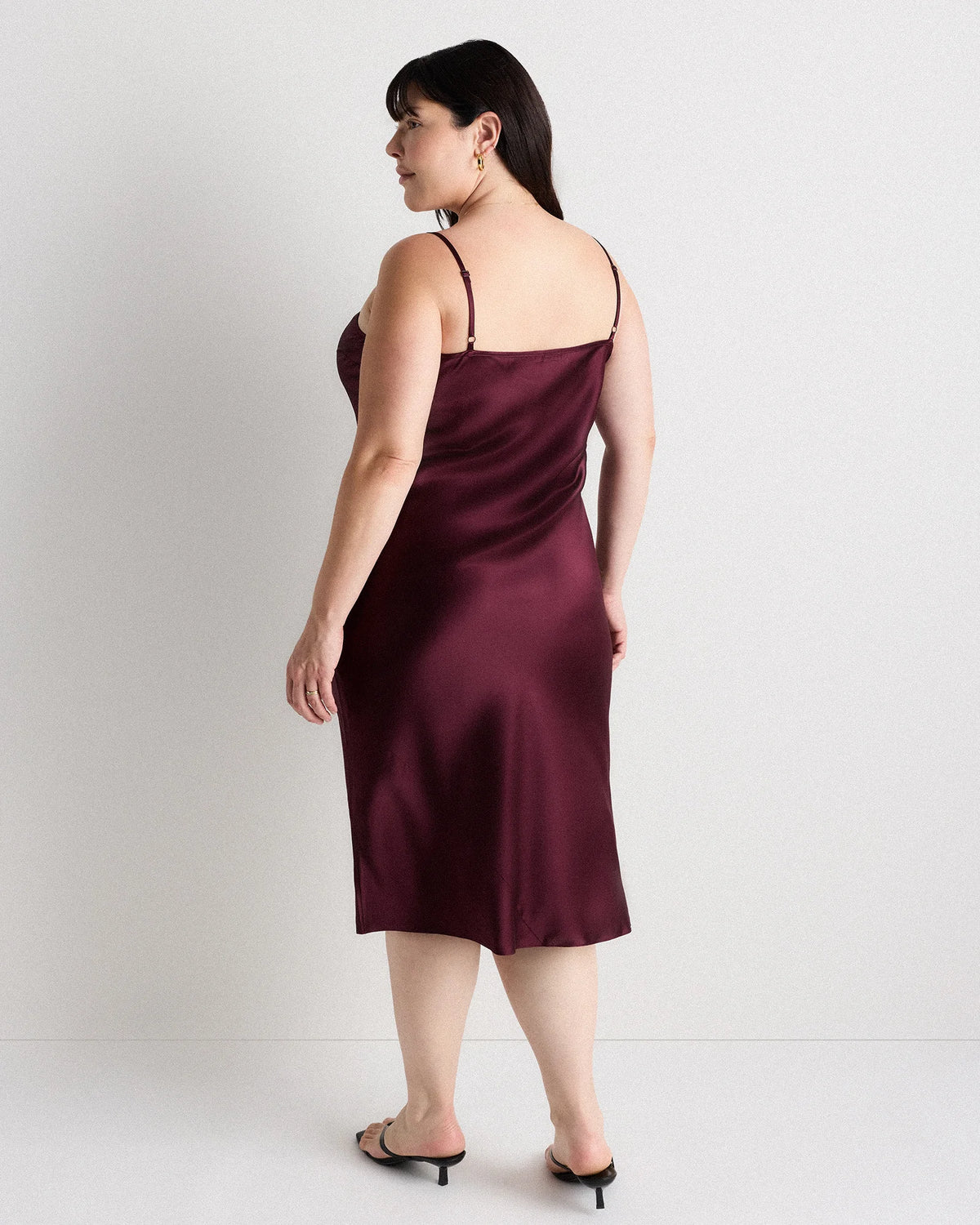 100% Washable Silk Slip Dress - 1X / Champagne