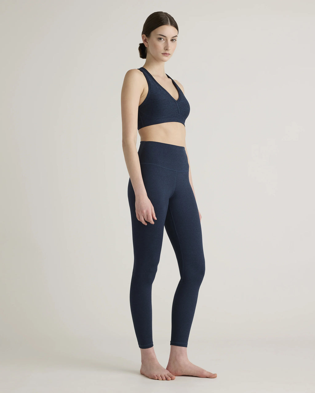 Ultra-Soft V-Neck Racerback Bra - XS / Heather Black