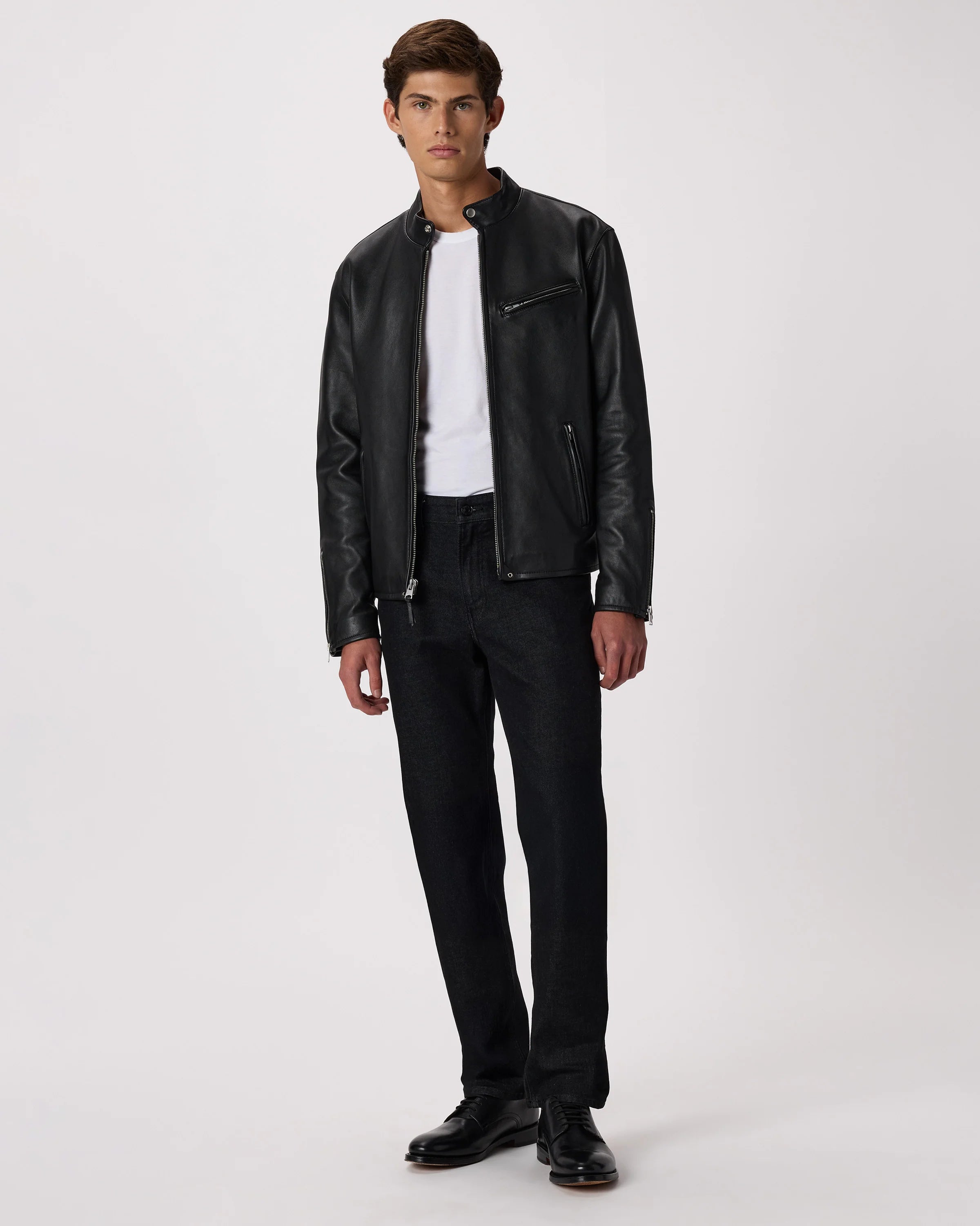 100% Leather Café Racer Jacket - S / Rich Brown Secondary image