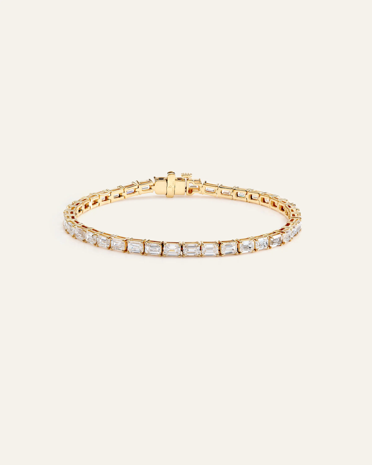14K Gold Lab Grown Diamond East-West Emerald Tennis Bracelet - 10ctw - 6.5" / Yellow Gold Main image