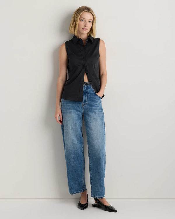 Organic Stretch Cotton Tailored Sleeveless Shirt - XS / Classic White