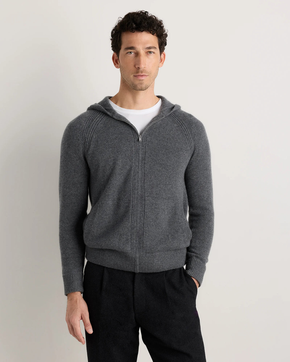 Luxe Baby Cashmere Bomber Hoodie - S / Heather Pewter Main image