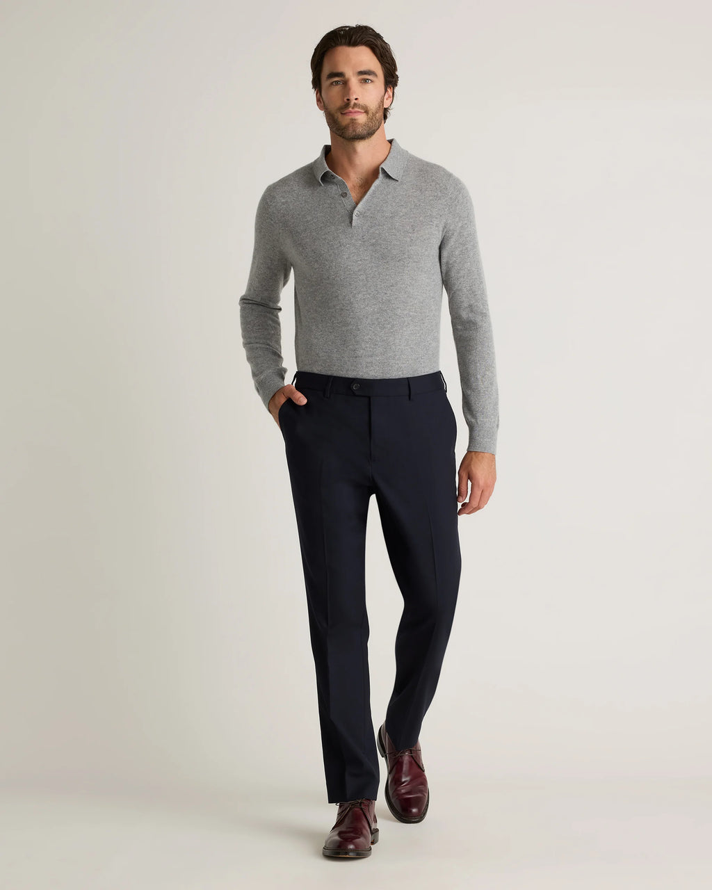 Stretch Wool Dress Pants - Slim - 30X30 / Grey Melange
