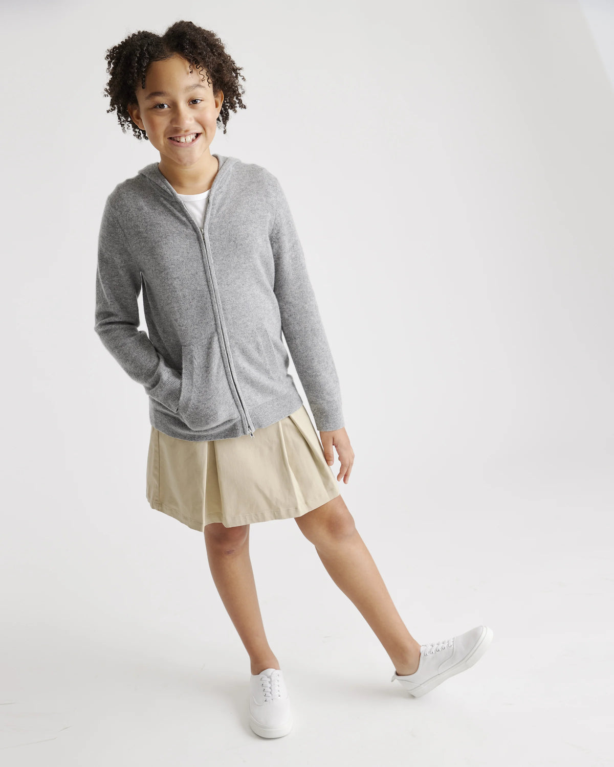 Washable Cashmere Full Zip Hoodie - 6 / Heather Grey Main image