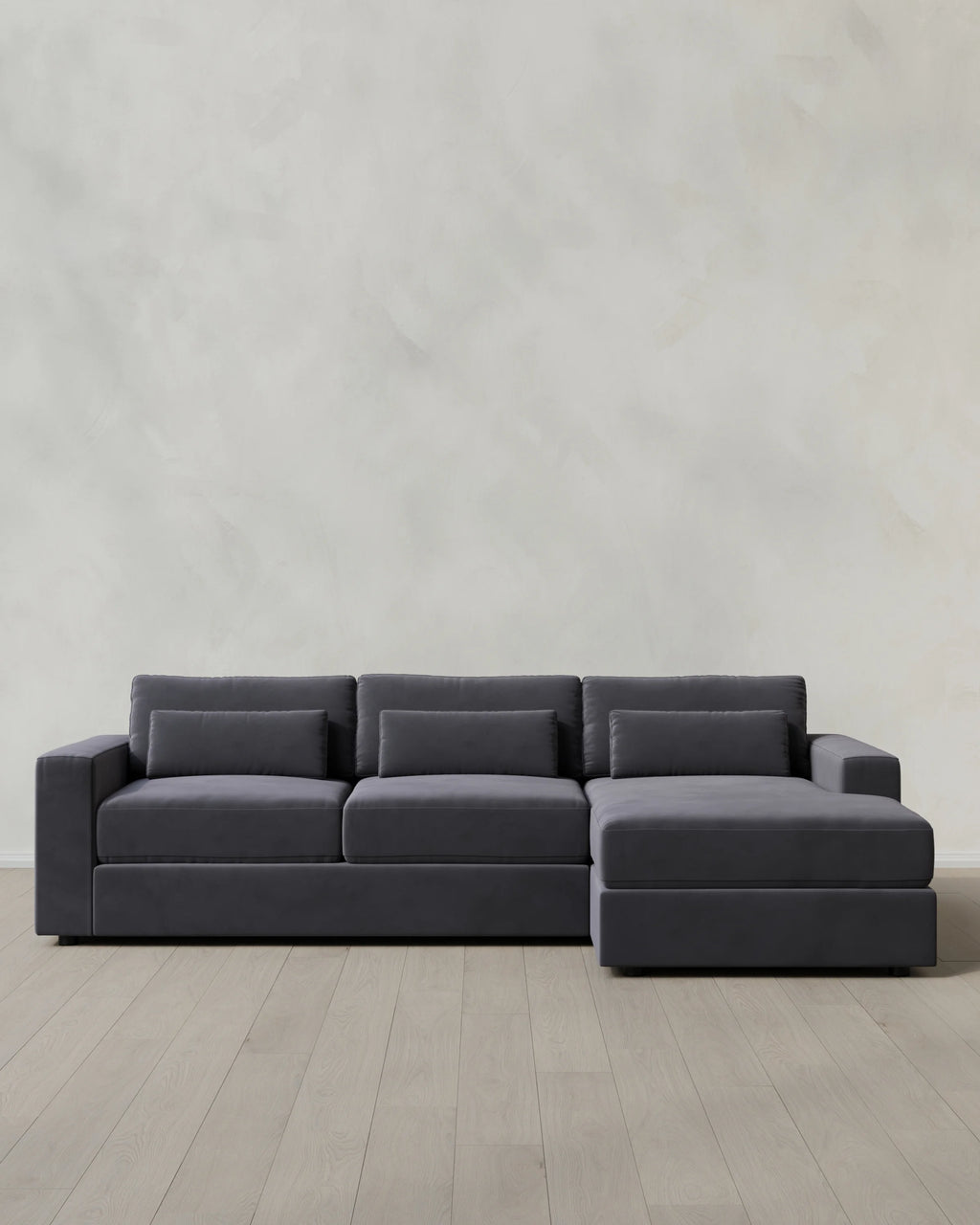 Ashford Deep Seat Chaise Sectional in Performance Velvet - 119" Right Arm / Rust