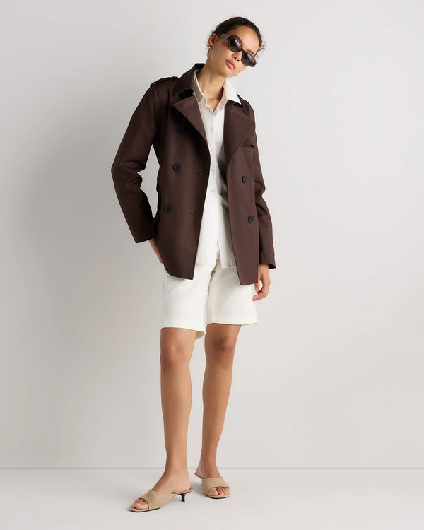 Comfort Stretch Short Trench Coat - XS / Coffee Bean Brown