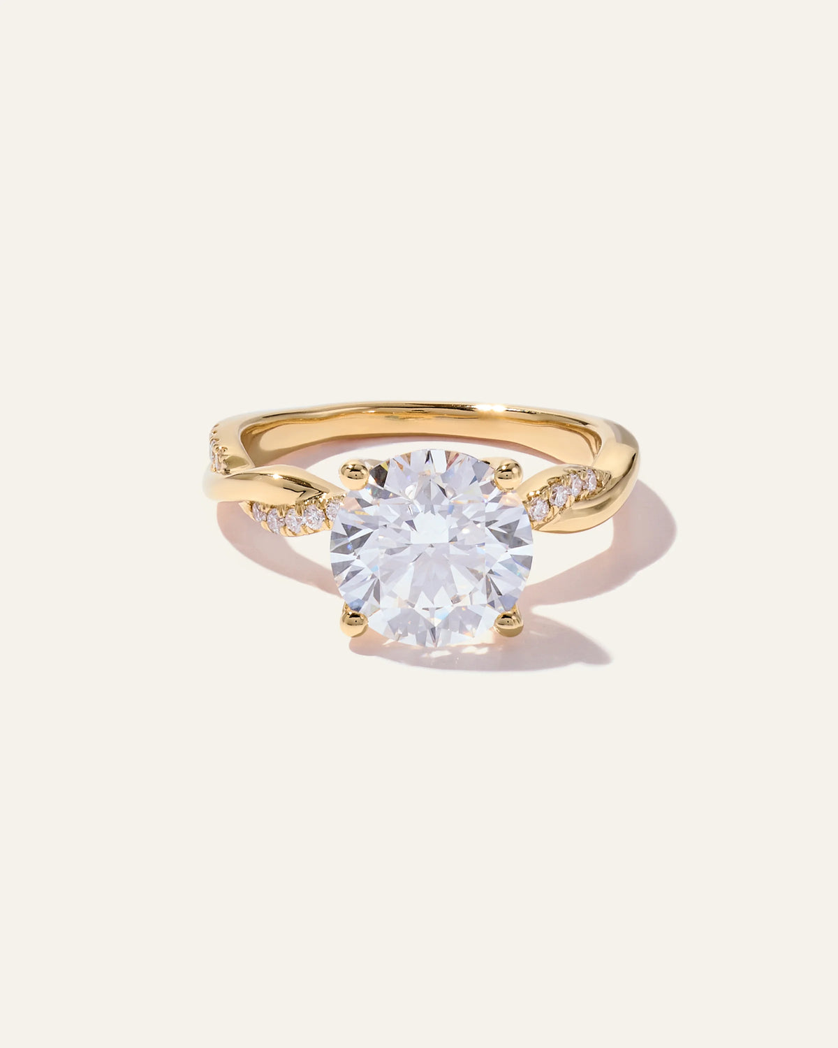 Lab Grown Diamond Round Twisted Engagement Ring - 3ct - 4 / Yellow Gold Main image