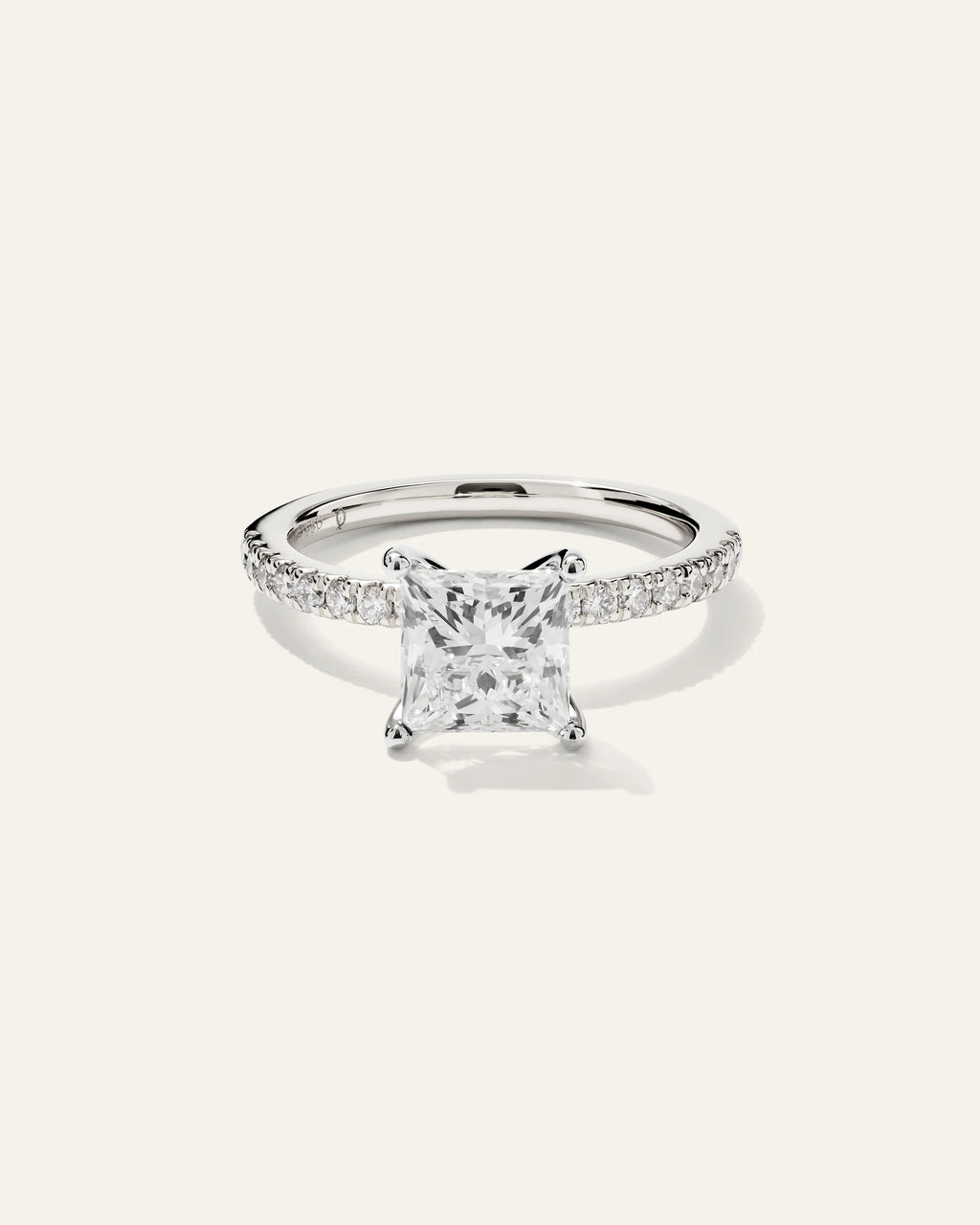 Lab Grown Diamond Princess Petite Pave Engagement Ring - 2ct - 4 / Yellow Gold