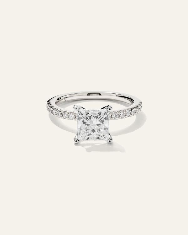 Lab Grown Diamond Princess Petite Pave Engagement Ring - 2ct - 4 / Yellow Gold