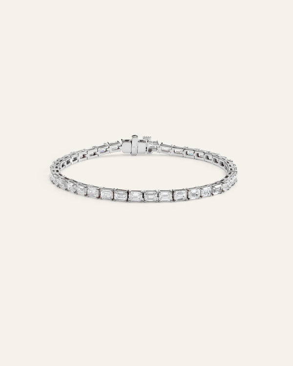 14K Gold Lab Grown Diamond East-West Emerald Tennis Bracelet - 10ctw - 6.5" / Yellow Gold