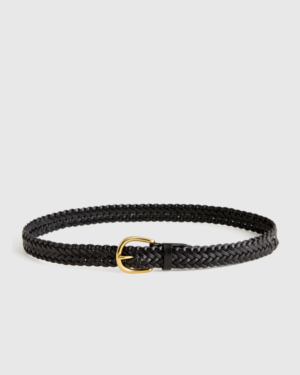 Josie European Leather Braided Belt - XS / Saddle