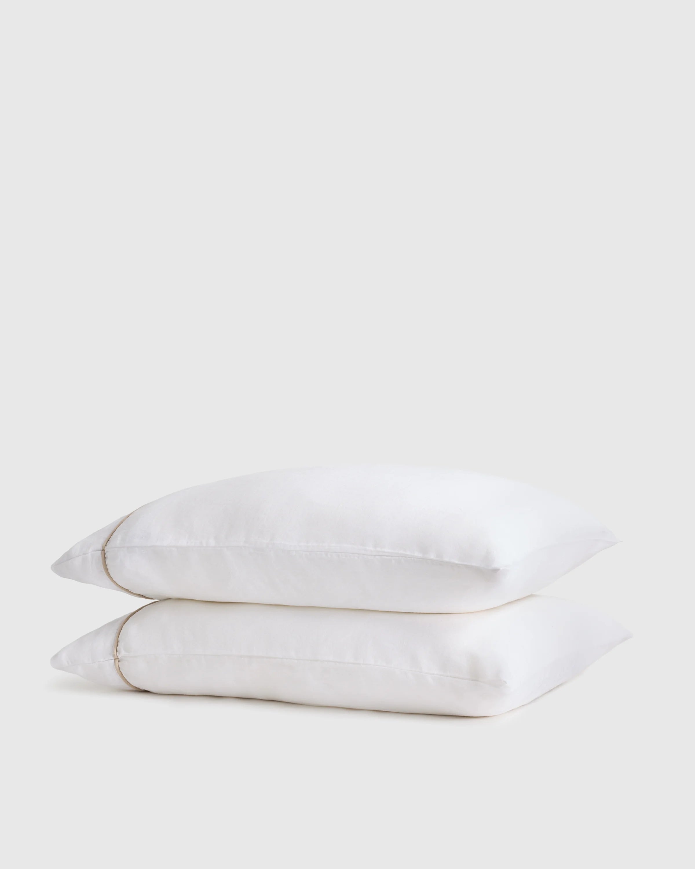 European Linen Piped Pillowcase Set - Standard / White/Cherry Secondary image