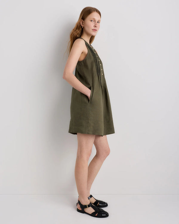 100% European Linen Sleeveless Swing Dress - XS / Classic Mini Gingham