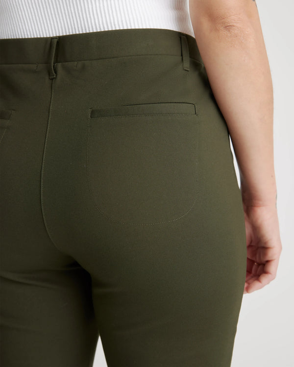Ultra-Stretch Ponte Straight Leg 4-Pocket Pants - XS / Olive
