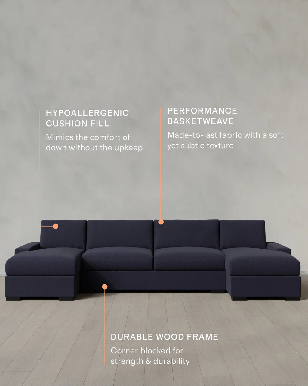 Stillman U Sectional in Performance Basketweave - One Size / Flax