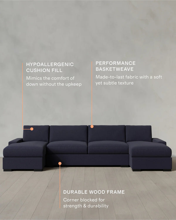Stillman U Sectional in Performance Basketweave - One Size / Flax