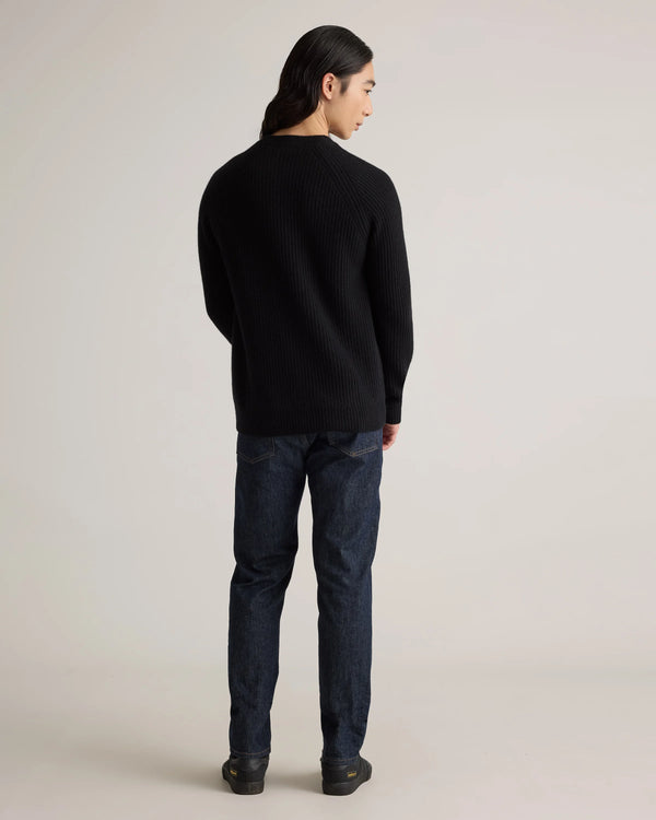 Mongolian Cashmere Fisherman Crewneck Sweater - S / Navy Marl