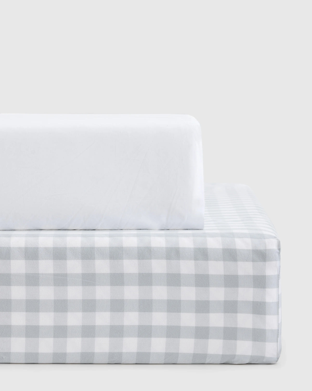 Organic Percale Gingham Crib Sheet 2-Pack - One Size / Blue Fog Main image