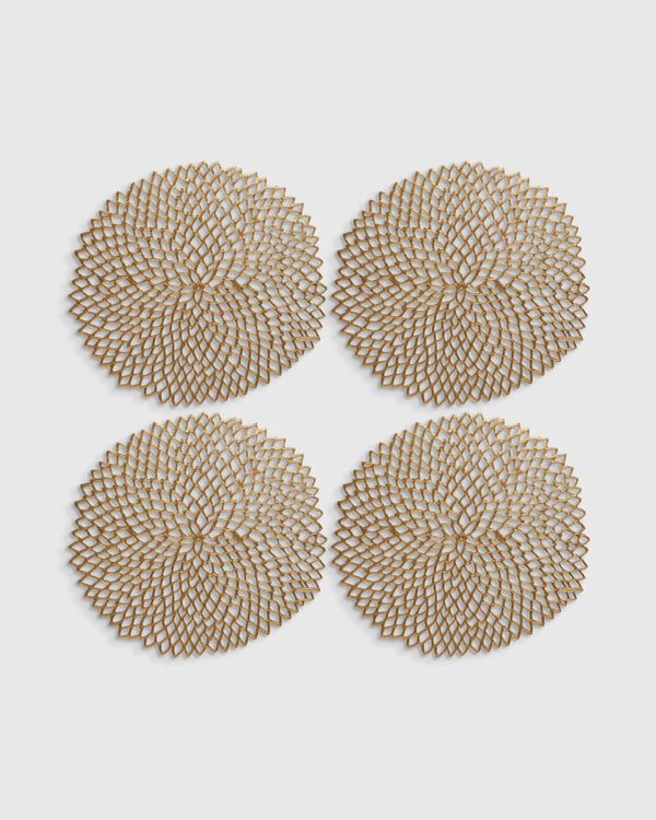 Pressed Dahlia Placemats, Set of 4 by Chilewich - One Size / Brass