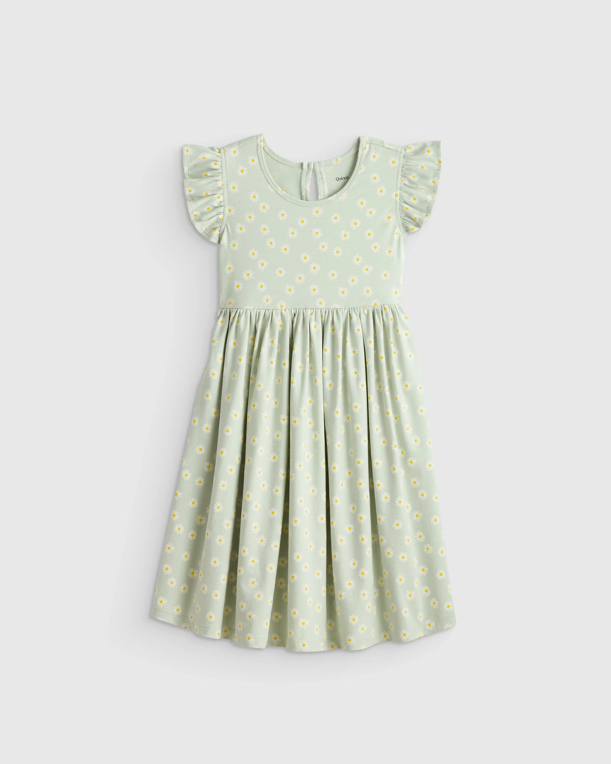 Organic Cotton Sleeveless Ruffle Dress - 2T / Aqua Daisy Main image